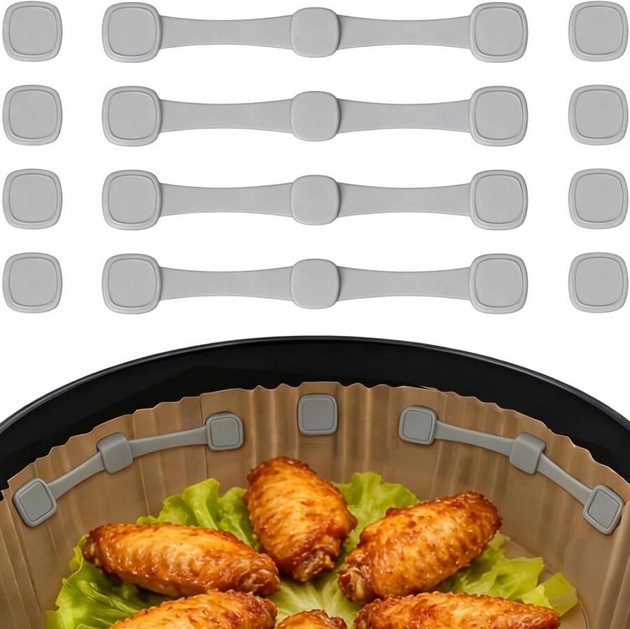 Airfryer Magneet voor Bakpapier 12 Stuks Magneten voor Airfryer Bakpapier Bevestiging Siliconen Magneet BPA-vrij Air Fryer Magnetische Accessoires voor Philips Ninja (Grijs)