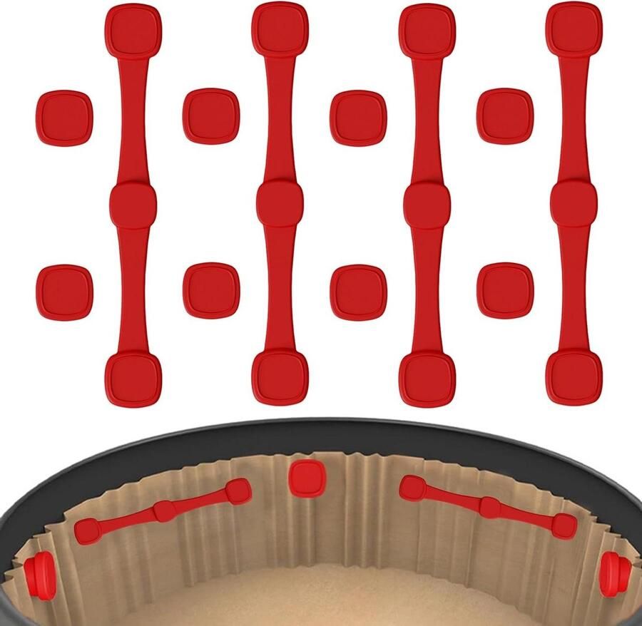 Airfryer Magneetgesp Airfryer Accessoire Veilig Koken Hittebestendige Beschermlaag 10 x 1.5 cm Rood