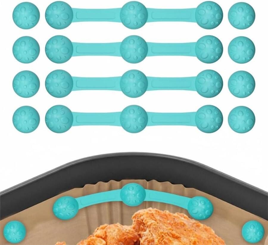 Airfryer Magnet Clips Bakpapier Houders Voorkom Verbranden Hittebestendig Silicone 12 Stuks Blauw