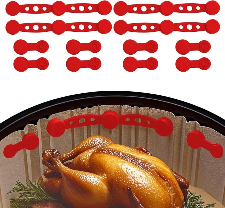 Airfryer Magneten Bakpapier Clips Bakpapier Bevestigen Hittebestendig Silicone 12 Stuks Rood