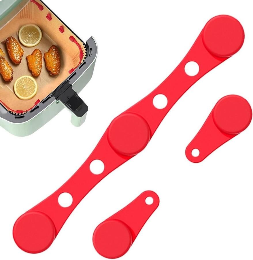 Airfryer Magneten Bakpapier Clips Keuken Organisatie Hittebestendig Siliconen 10.2 cm Rood