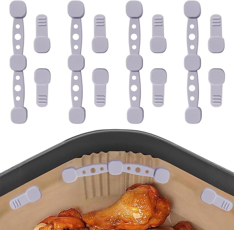 Airfryer Magneten Bakpapier Clips Keuken Organisatie Hittebestendig Siliconen 12 Stuks Grijs