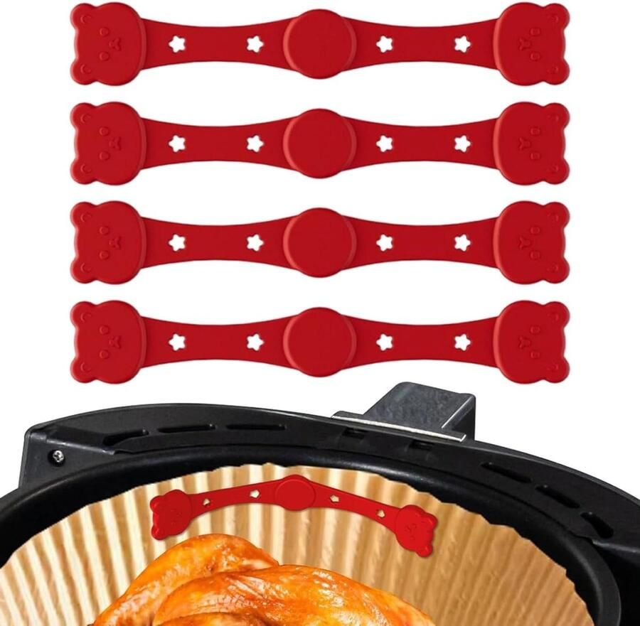 Airfryer Magneten Bakpapier Clips Keuken Organisatie Hittebestendig Siliconen 4 stuks Zwart