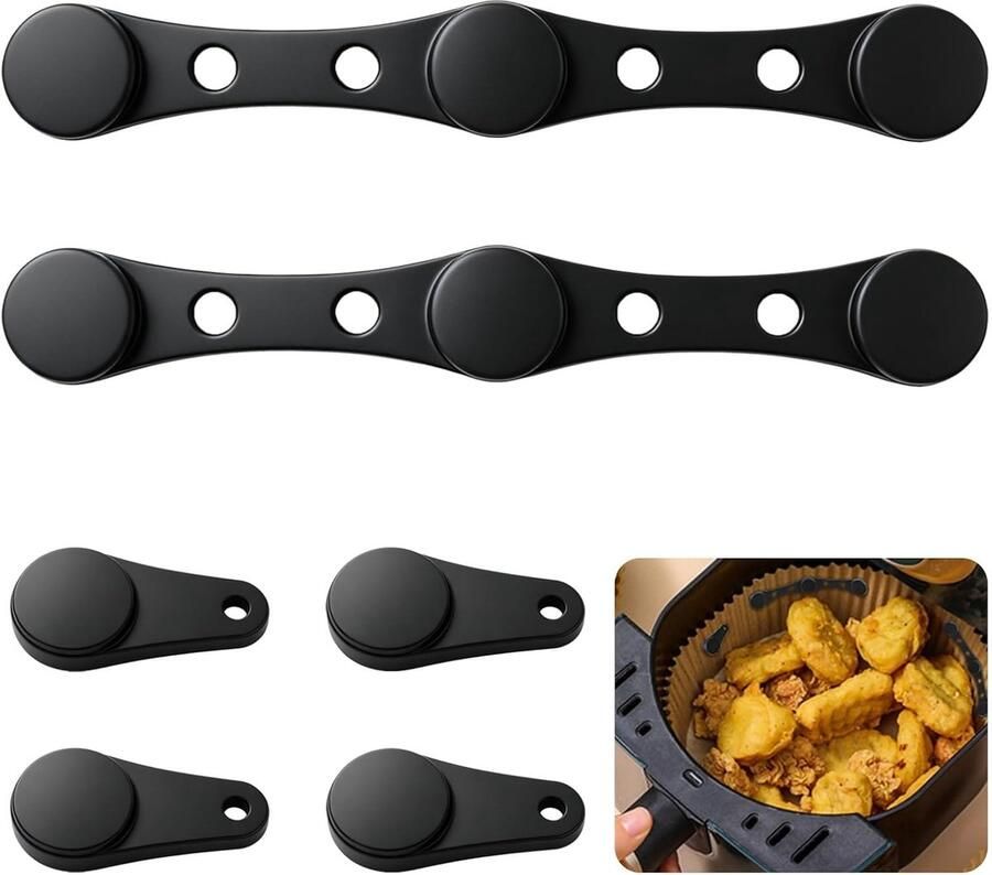 Airfryer Magneten Bakpapier Clips Keuken Organisatie Hittebestendig Siliconen 6 Stuks Zwart