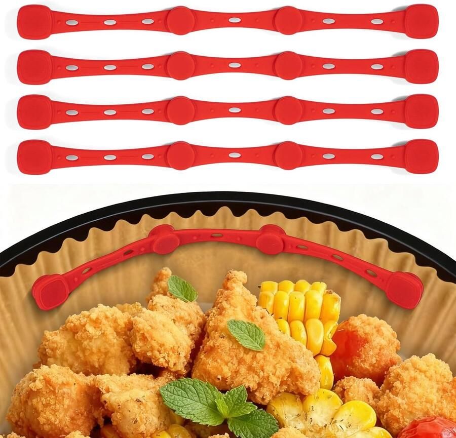 Airfryer Magneten Bakpapier Clips Keuken Organisatie Langere Grip Zone 4 Stuks Rood