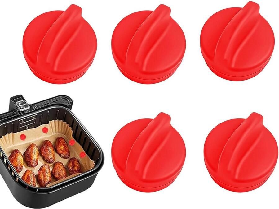 Airfryer Bakpapier Clips Liner Magneten Hygiënisch Koken Geoptimaliseerde Luchtcirculatie 5 stuks Rood