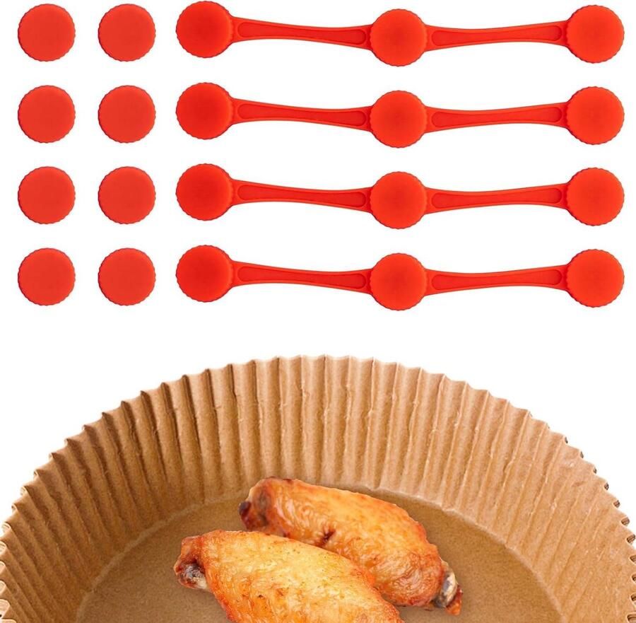 Airfryer magneten Bakpapier clips Keuken organiseren Hittebestendig siliconen 4 sets Rood