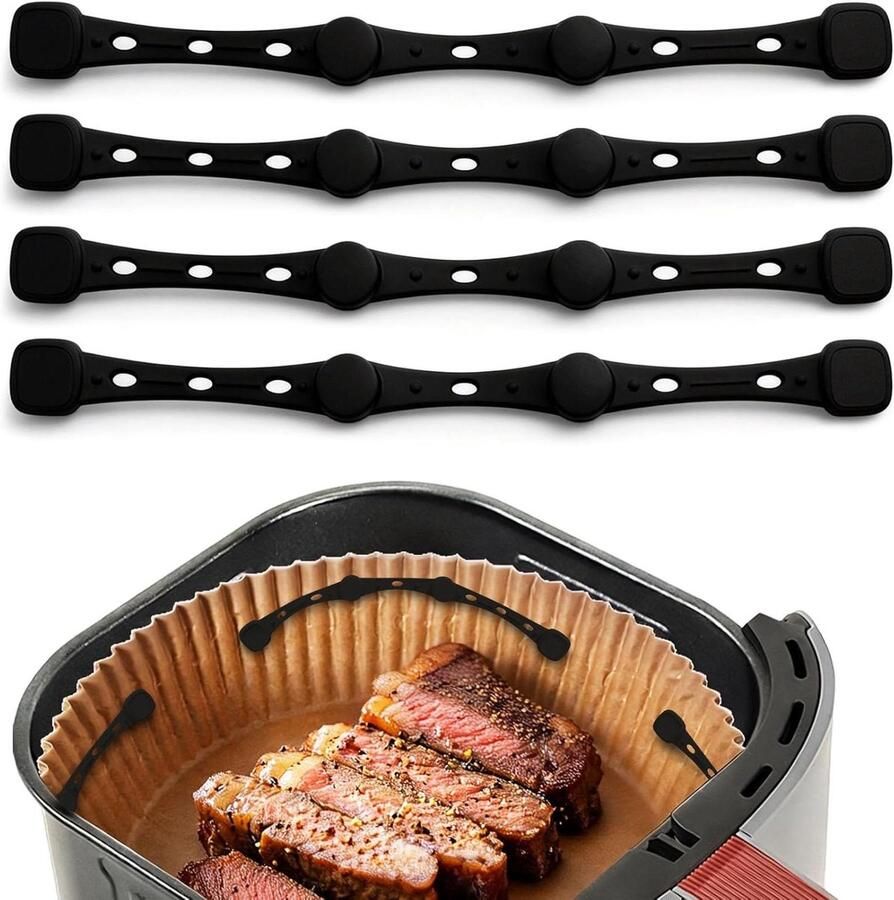 Airfryer Magneten Bakpapier Clips Koken en Bakken Voorkomt Verschuiven Langere Versie Zwart