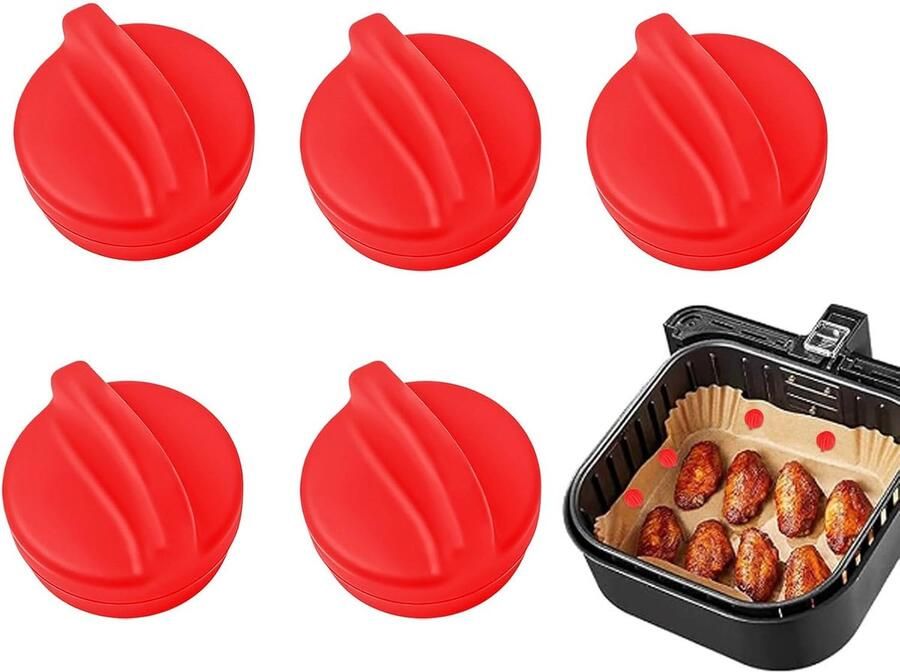 Airfryer Bakpapier Clips Magnetische Gespen Maaltijd Bereiding Hittebestendig Siliconen Klein Groot Rood