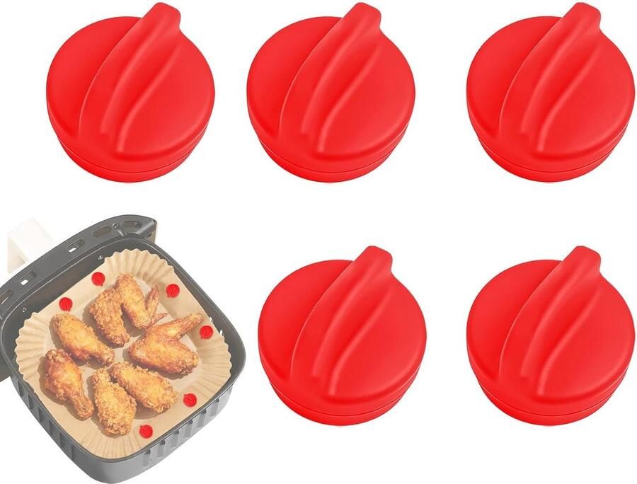 Airfryer Magneten Bakpapier Clips Maaltijd Bereiding Magnetisch Bevestigingssysteem 5 Stuks Rood