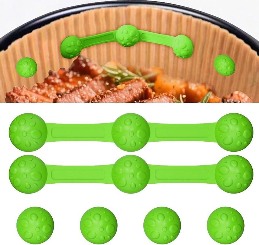 Airfryer Magneten Bakpapier Clips Schoon Bakken Hittebestendig Siliconen 2 Maten Groen