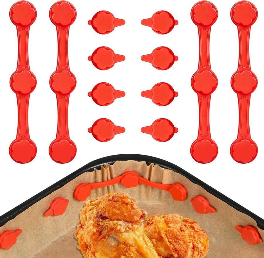 Airfryer Magneten Bakpapier Clips Veilig Bakken Hittebestendig Siliconen 12 Stuks Rood