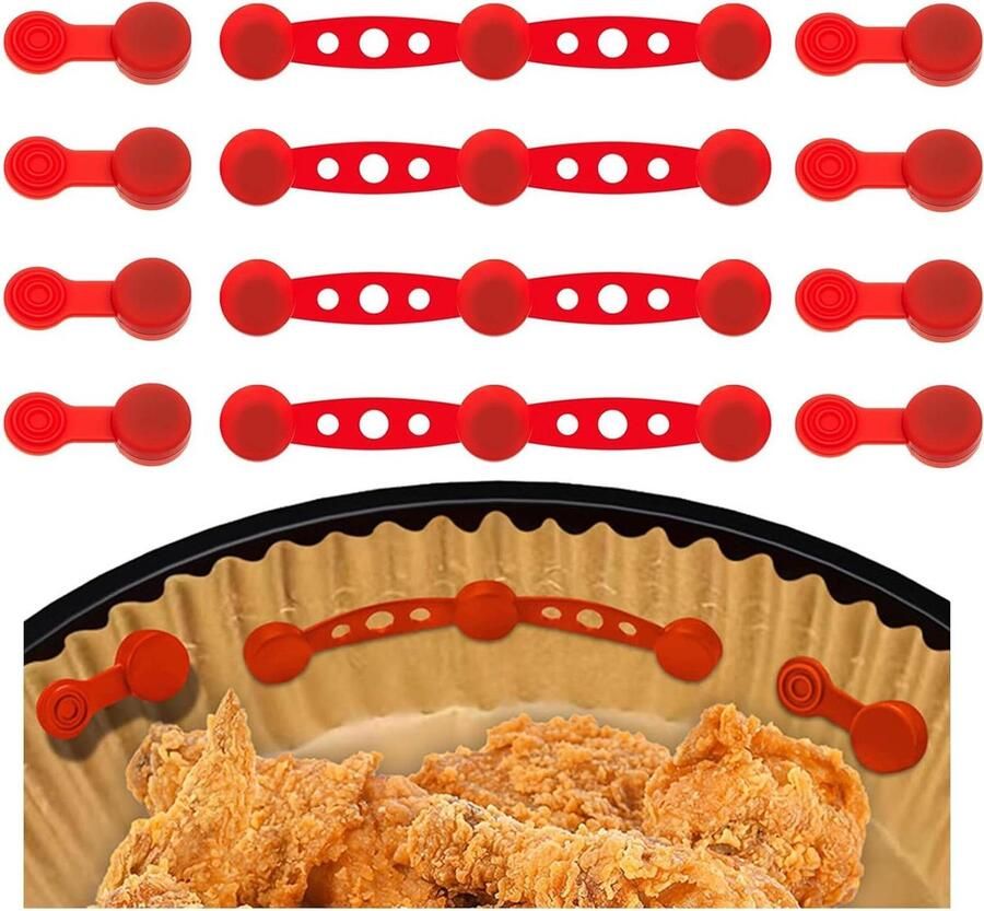 Airfryer Magneten Bakpapier Clips Veilig Koken Hittebestendig Silicone 12 Stuks Rood