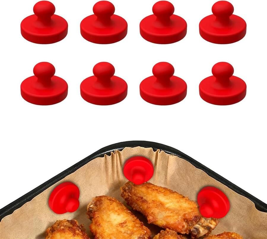Airfryer Magneten Bakpapier Clips Veilig Koken Hittebestendig Siliconen 8 Stuks Rood