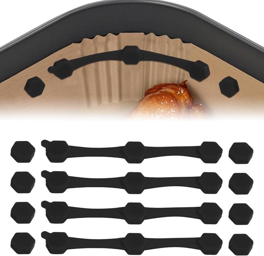 Airfryer Magneten Bakpapier Clips Voedsel Bereiden Hoge Temperatuur Bestendig 4 Sets Zwart
