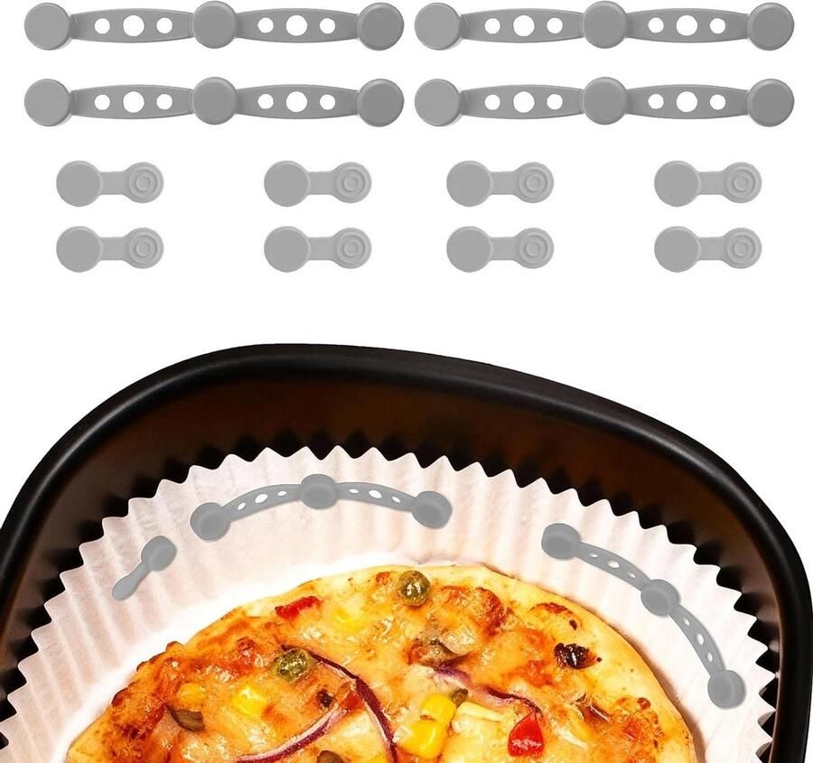 Airfryer Magneten Bakpapier Clips Voorkom Afdekken Hittebestendig Siliconen 12 Stuks Grijs