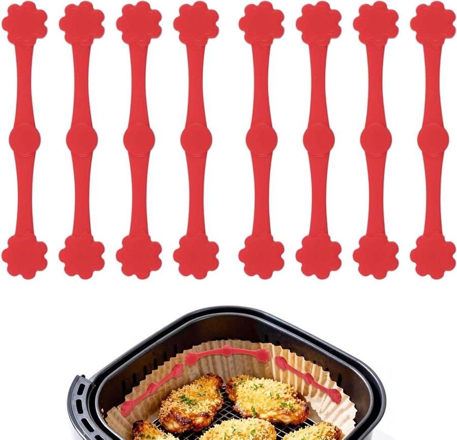 Airfryer Magneten Bakpapier Clips Voorkom Branden Hittebestendig Siliconen 12 cm Rood en Zwart