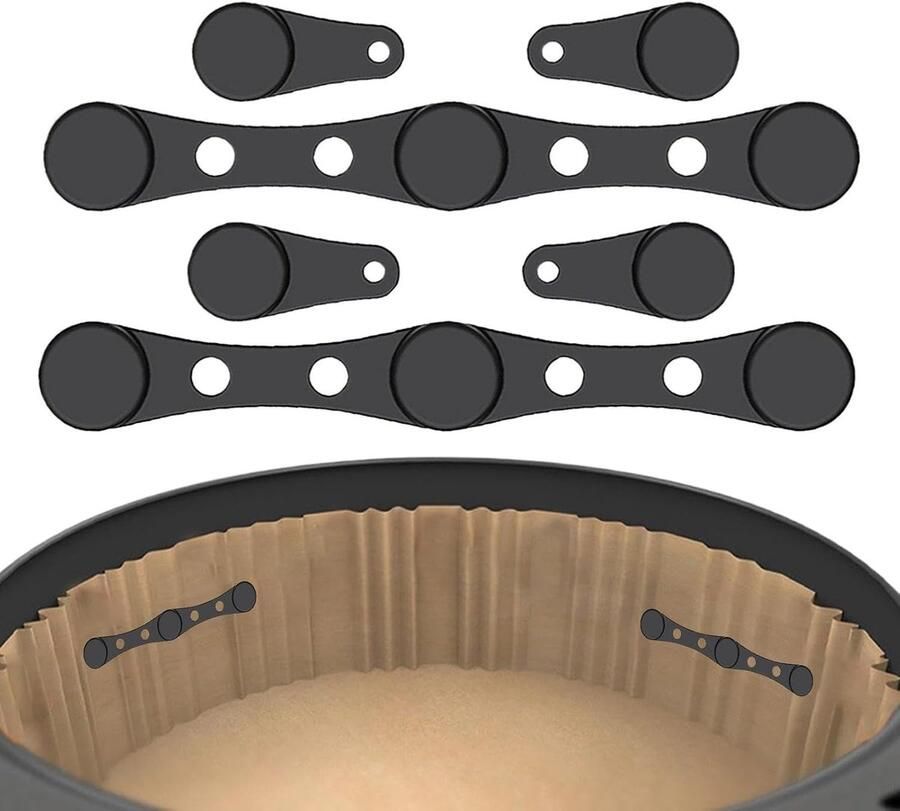 Airfryer Magneten Bakpapier Houder Schoon Bakken Hittebestendige Grip 10.2 cm Zwart