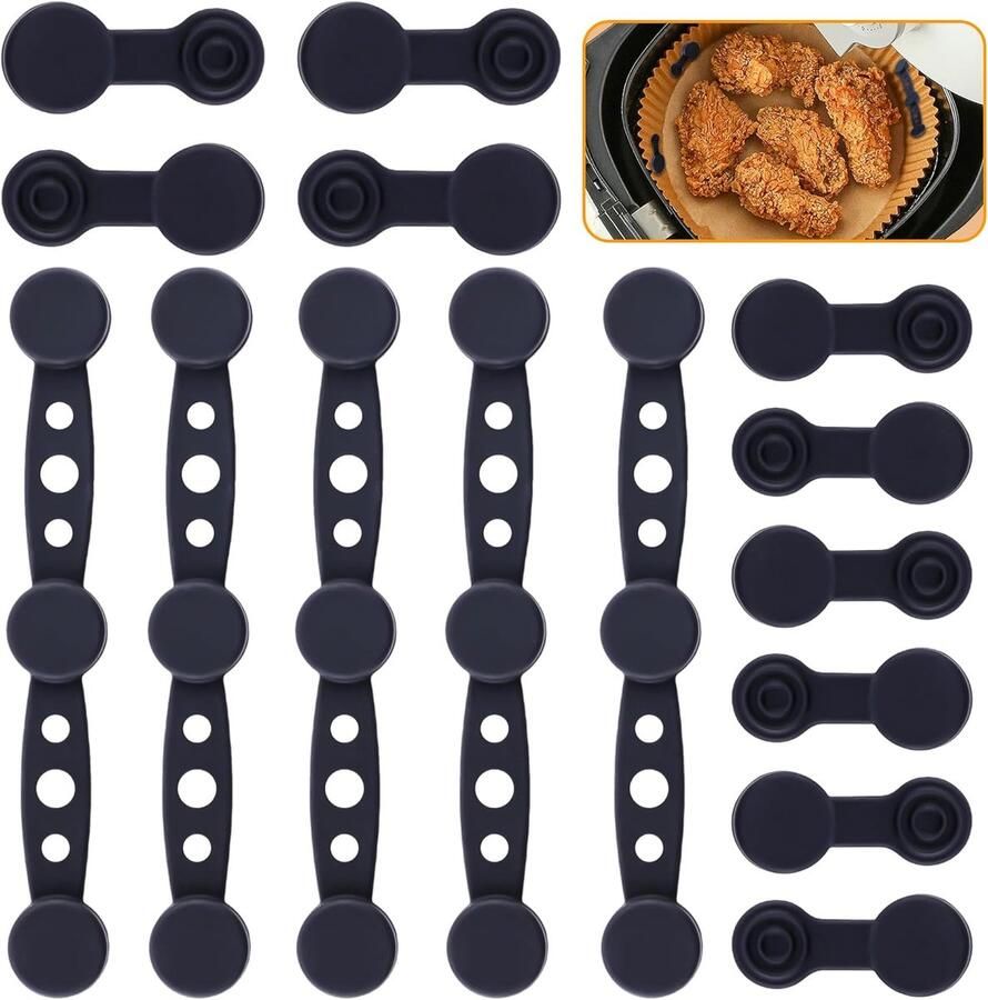 Airfryer Magneten Bakpapier Houder Veilig Bakken Hittebestendig Silicone 15x10x2 cm Zwart
