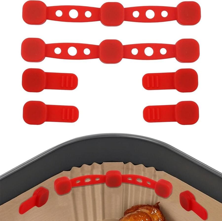 Airfryer Magneten Bakpapier Houder Veilig Koken Hittebestendig Silicone 2 Sets Rood