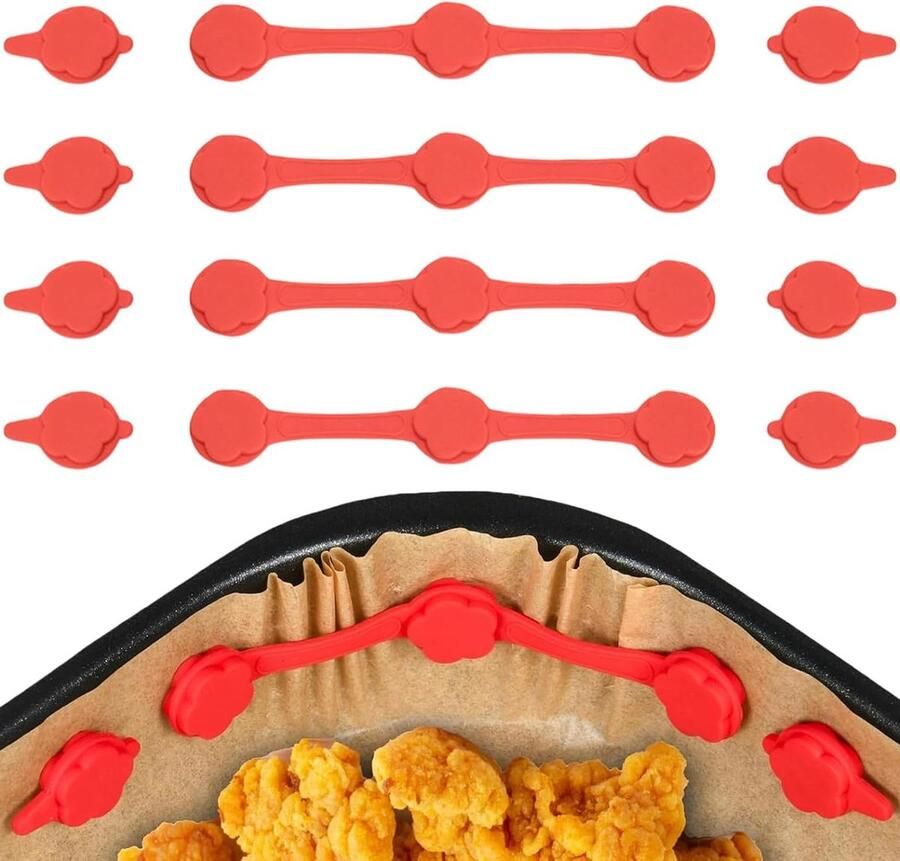 Airfryer Magneten Bakpapier Houders Airfryen Schoonhouden Hittebestendig Siliconen 4 Stuks Rood