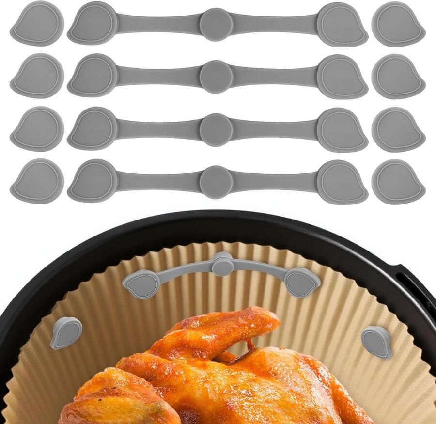Airfryer Magneten Bakpapier Houders Bakpapier Stabiliseren Hittebestendige Siliconen 11 cm Grijs