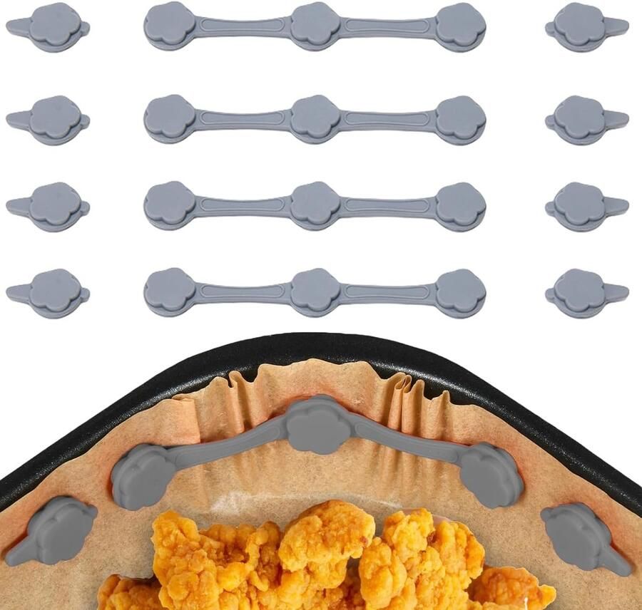 Airfryer Magneten Bakpapier Houders Keuken Accessoires Hittebestendig Siliconen 4 Stuks Set Bloemvorm Grijs