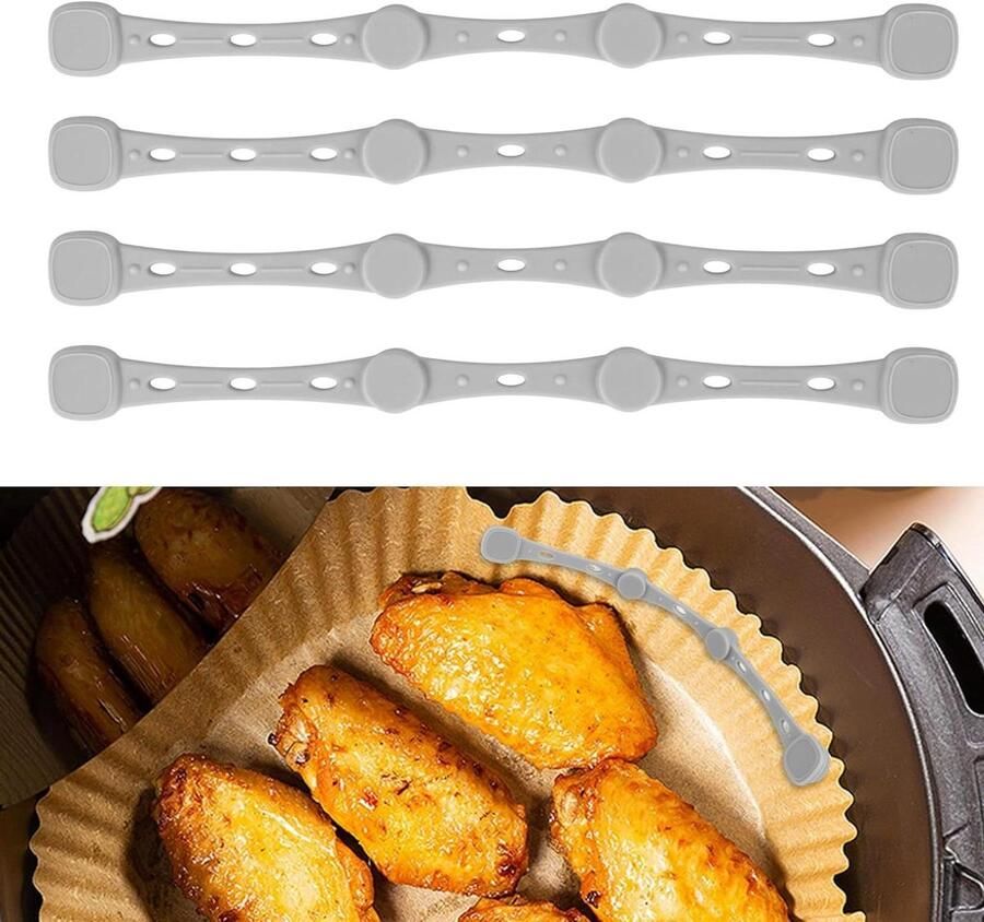Airfryer Magneten Bakpapier Houders Keuken Assistentie Hittebestendig Siliconen 4 Stuks Grijs