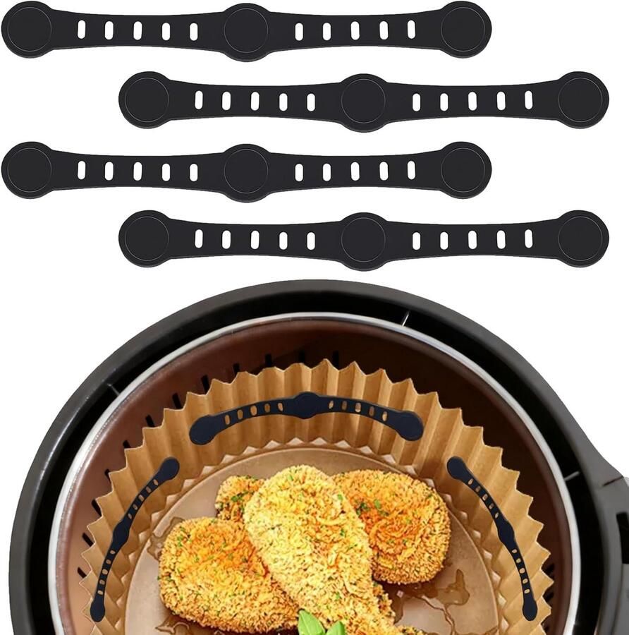 Airfryer Magneten Bakpapier Houders Koken en Bakken Hittebestendig Siliconen 40 Gram per stuk Zwart
