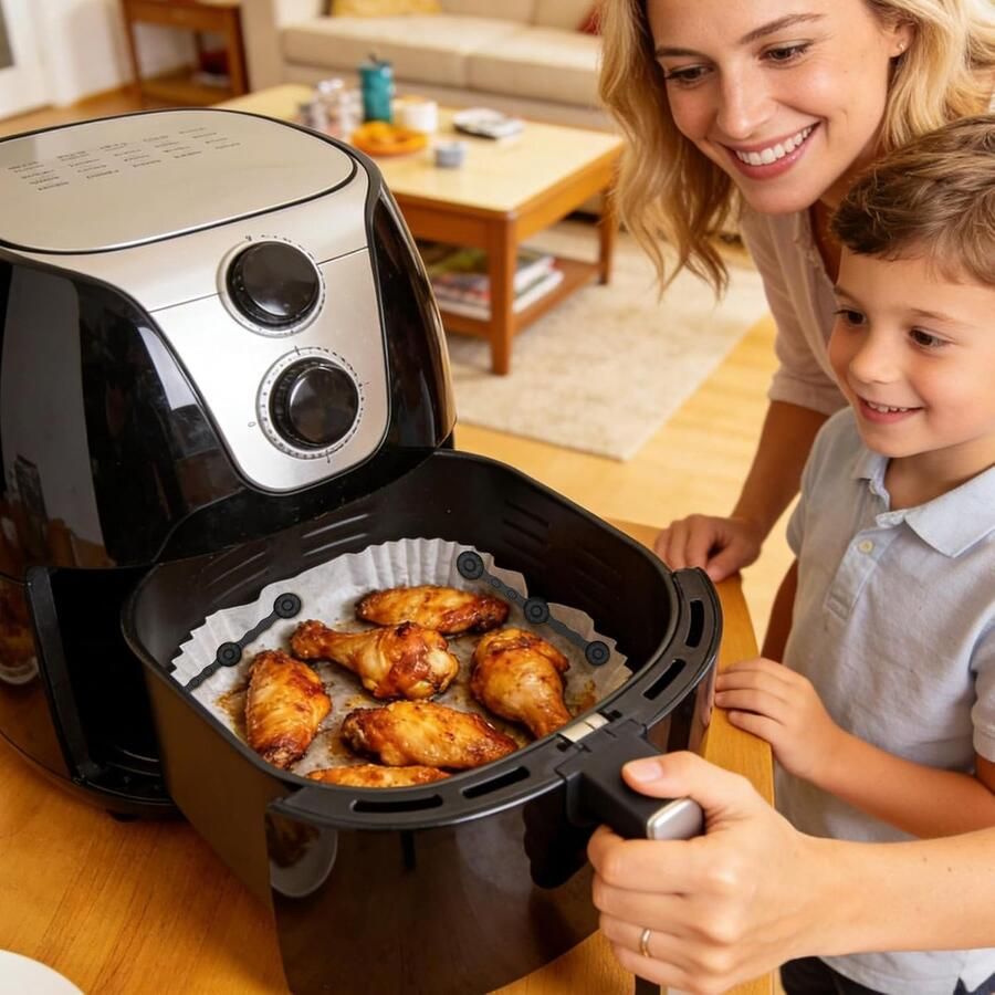 Airfryer Magneten Bakpapier Houders Koken Vereenvoudigen Hittebestendig Ontwerp 10.5 cm Lengte Zwart