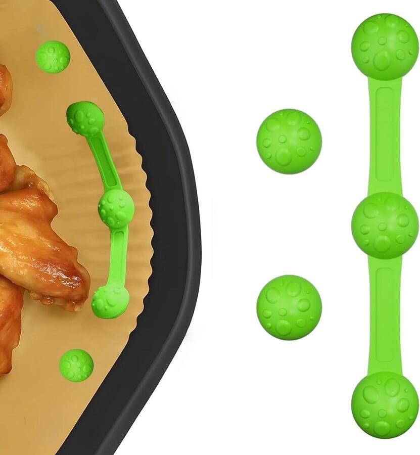 Airfryer Magneten Bakpapier Houders Schoon Koken Hittebestendig Siliconen 10 cm Lengte Groen