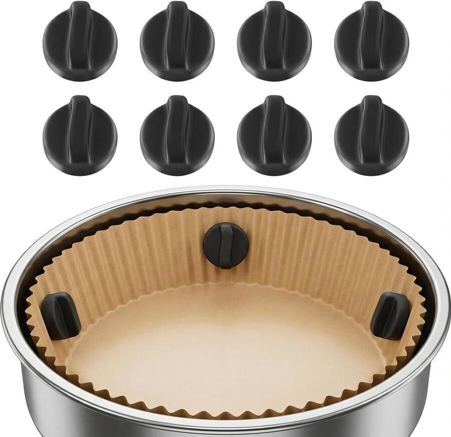 Airfryer Magneten Bakpapier Houders Veilig Bakken Hittebestendig Siliconen 8 Stuks Zwart