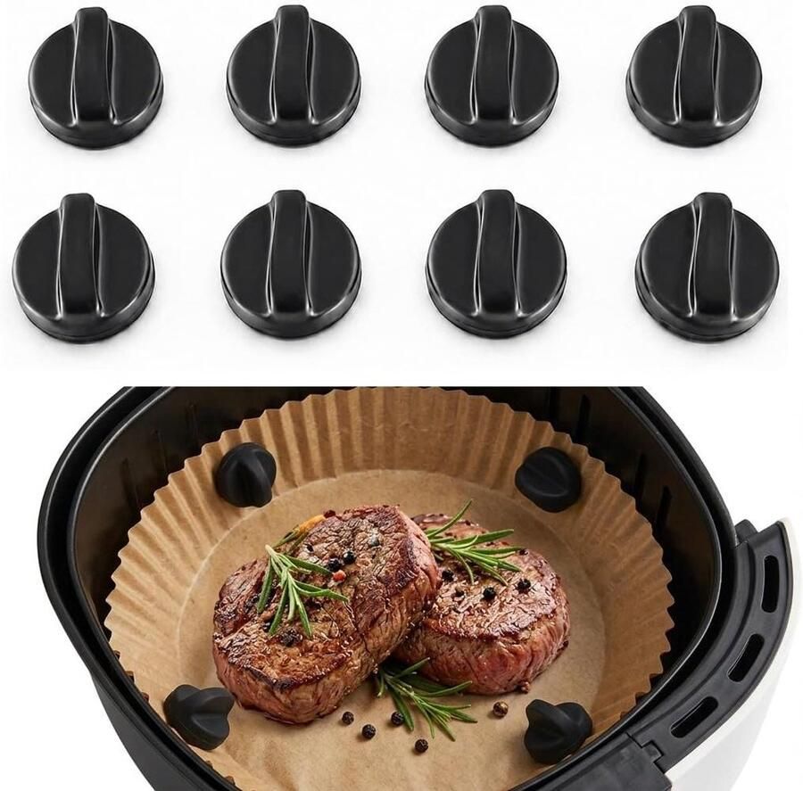 Airfryer Magneten Bakpapier Houders Veilig Bakken Hittebestendig Siliconen 8 Stuks Zwart