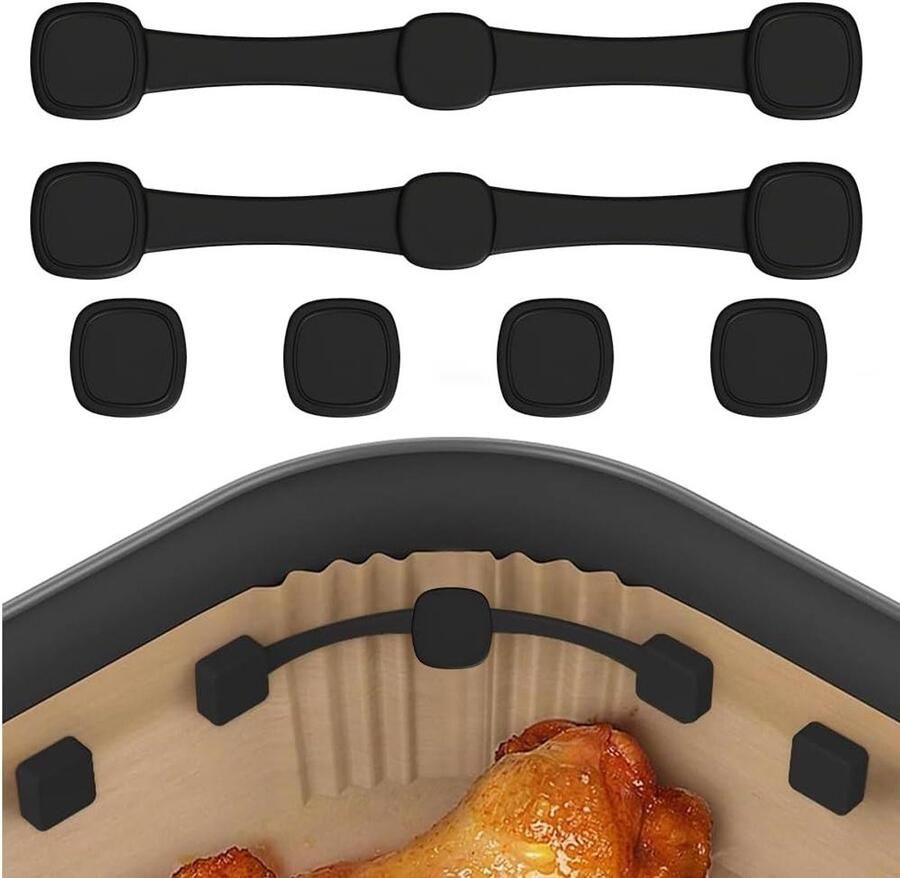 Airfryer Magneten Bakpapier Houders Veilig Bakken Sterke Magneetkracht 2 Stuks 0.8x1.5 cm Zwart