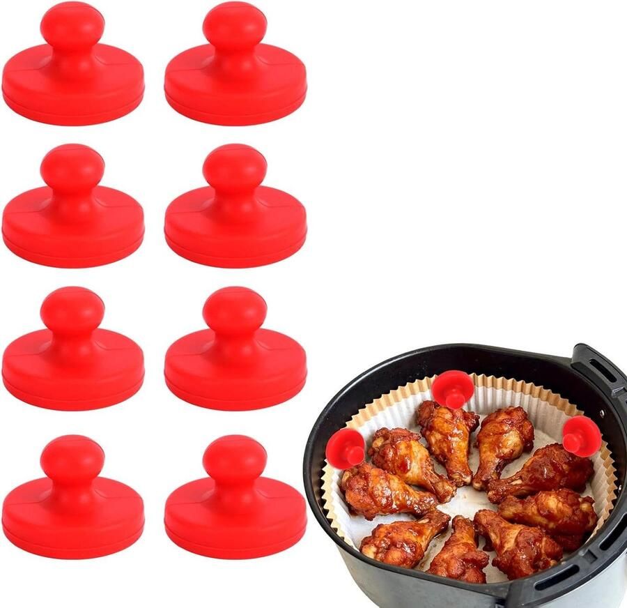 Airfryer Magneten Bakpapier Houders Veilig Bakken Vergroot Contactoppervlak 8 Stuks Rood