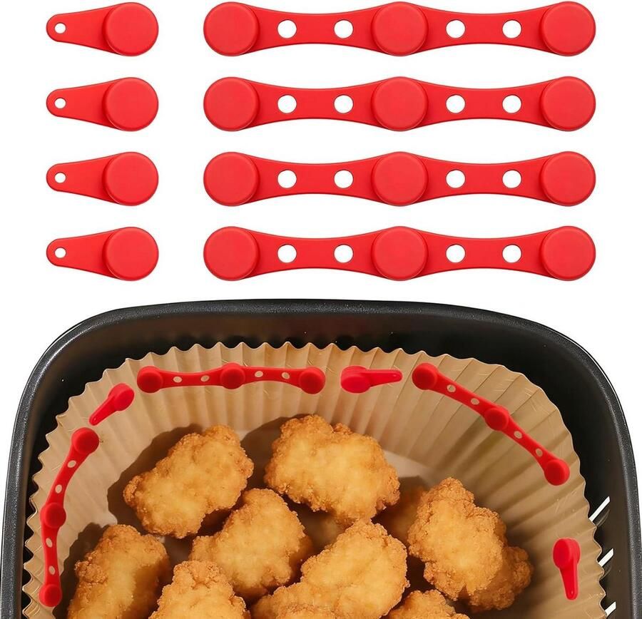 Airfryer Magneten Bakpapier Houders Veilig Koken Hittebestendig Siliconen 8 Stuks Rood