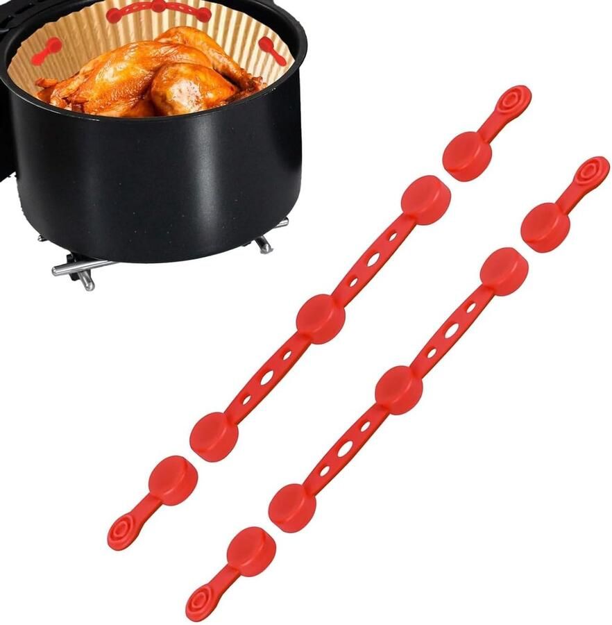 Airfryer Magneten Bakpapier Houders Veilig Koken Voorkomt Papierverbranding 2 Maten Rood