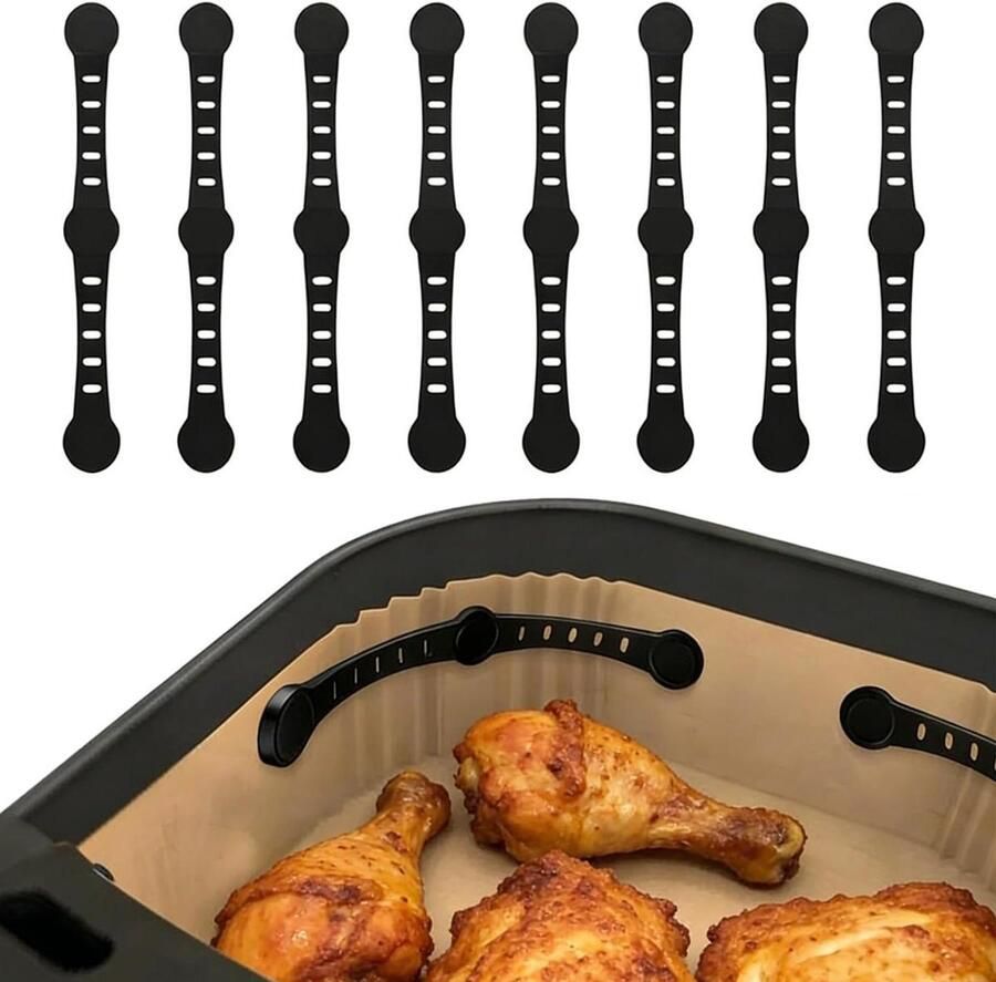 Airfryer Magneten Bakpapier Houders Voorkom Aanbakken Hittebestendig Siliconen 4 Stuks Zwart