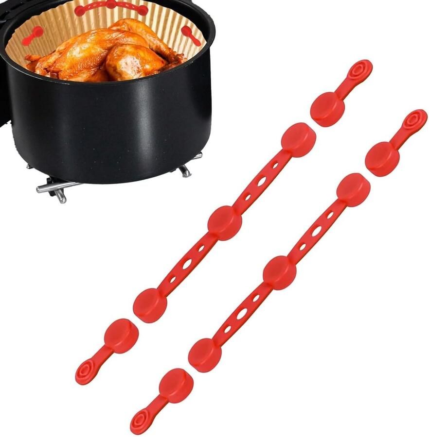Airfryer Magneten Bakpapier Houders Voorkom Verbranding Hittebestendig Siliconen Set van 6 Rood