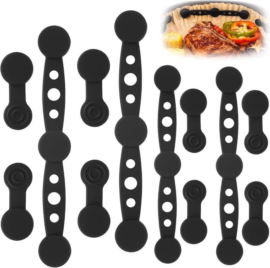 Airfryer Magneten Bevestigingsclips Bakpapier Fixeren Hittebestendig Siliconen 12 Stuks Zwart