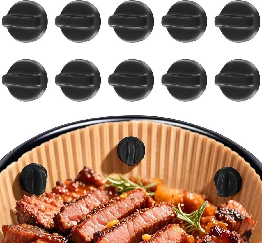 Airfryer Magneten Keuken Accessoires Bakpapier Bevestigen Hittebestendig Siliconen 10 Stuks Zwart