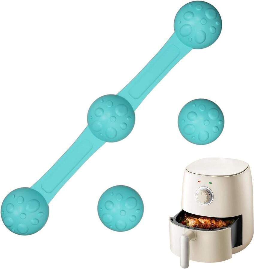 Airfryer Magneten Keuken Fixers Bakken Zonder Risico Hittebestendige Siliconen 10x1.6x1cm Luchtblauw