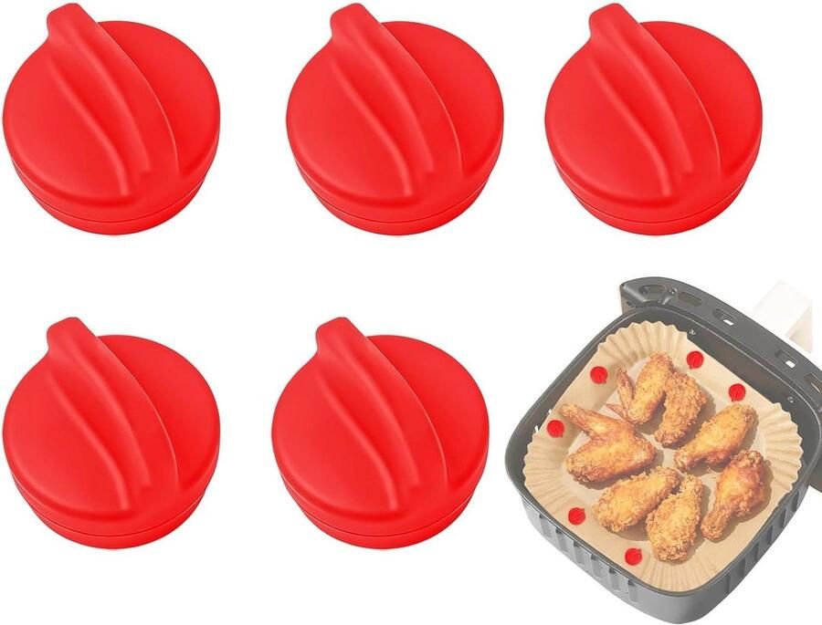 Airfryer magneten Bakpapier clips Keuken organiseren Gestroomlijnd frituurproces 5 stuks Rood