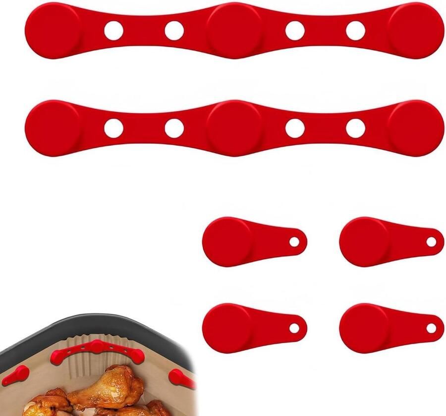 Airfryer Magneten Magneetclips Bakpapier Veilig Koken Hittebestendig Siliconen 6 Stuks Zwart