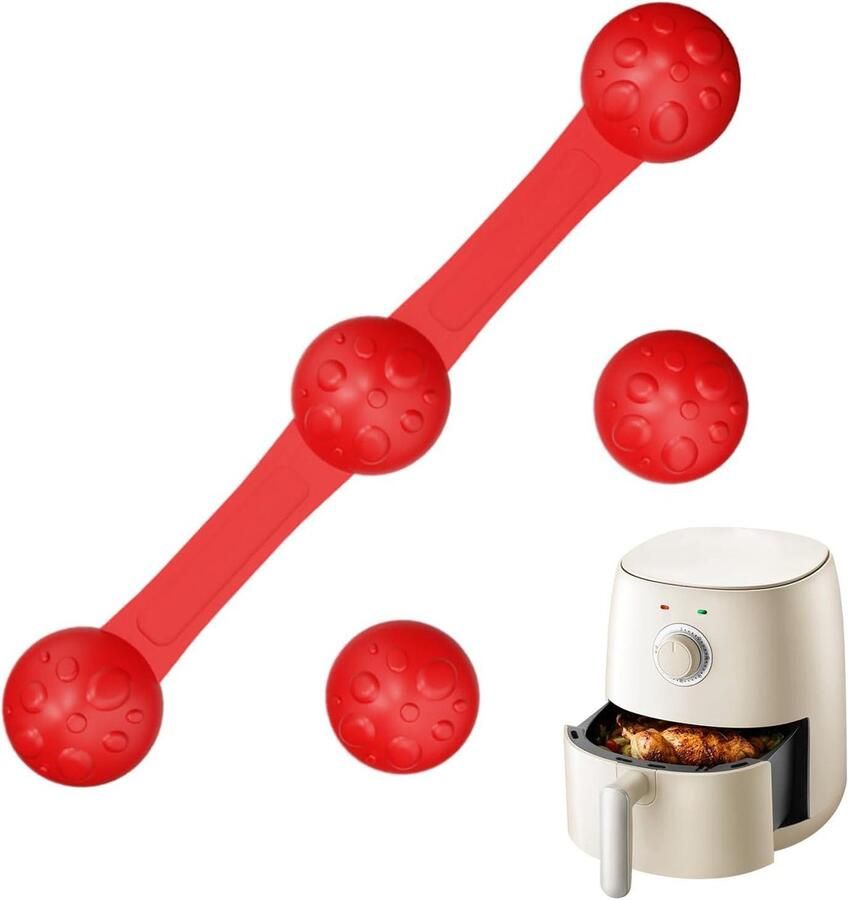 Airfryer Magneten Magnetische Fixers Voorkom Brandwonden Siliconen Krasvrij 10x1.6x1cm Rood
