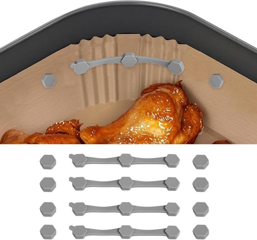 Airfryer Magneten Papierhouders Veilig Bakken Voorkomt Optillen 12 Stuks Grijs