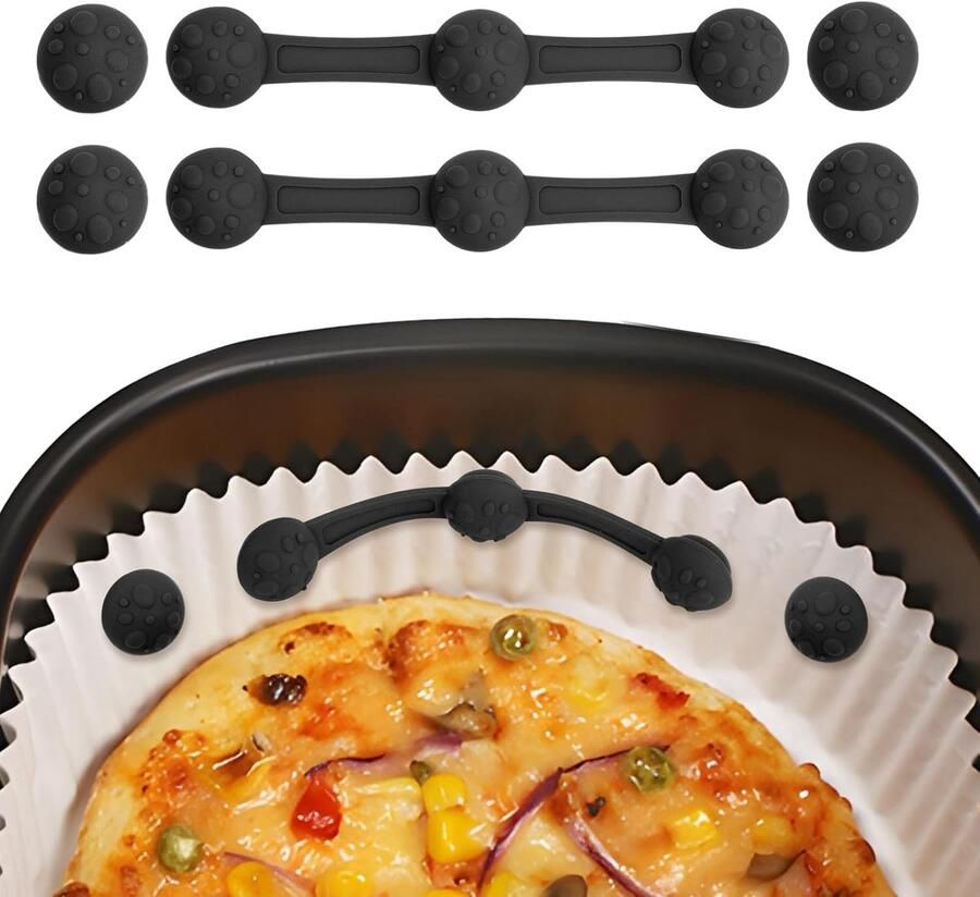 Airfryer Magneten Set Siliconen Buckles Voorkomt Verbranding Hittebestendig Silicone 6 Stuks Zwart
