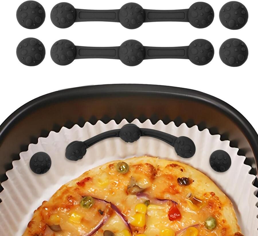 Airfryer Magneten Siliconen Buckles Voorkomt Vliegend Papier Hittebestendig Materiaal 6 Stuks Zwart