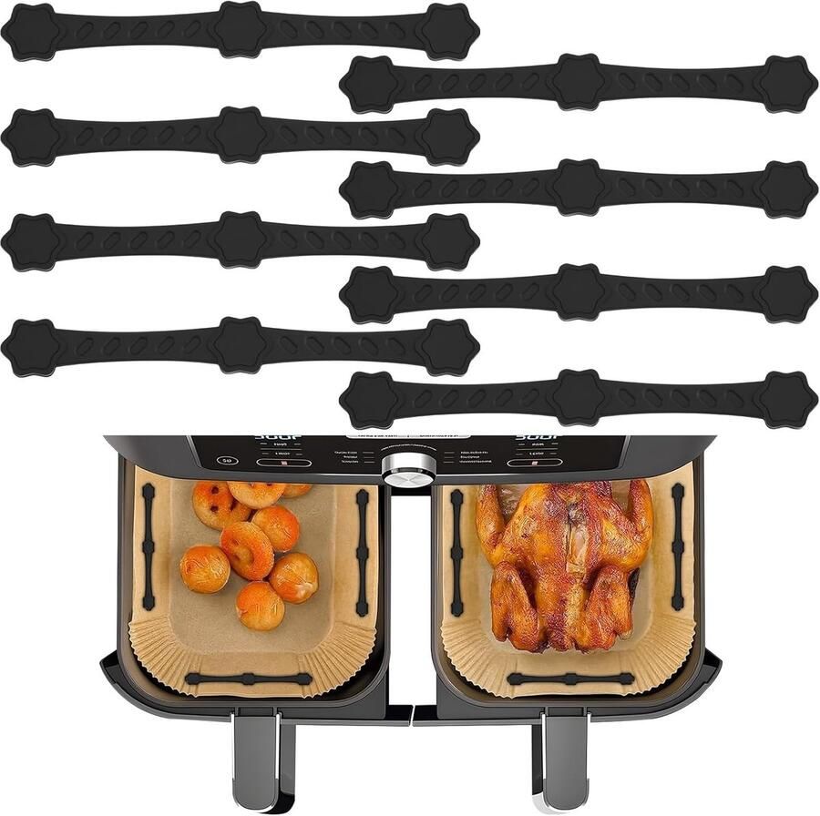 Airfryer Magneten Siliconen Clips Bakpapier Bevestigen Hittebestendig Materiaal 125 cm Lengte Zwart