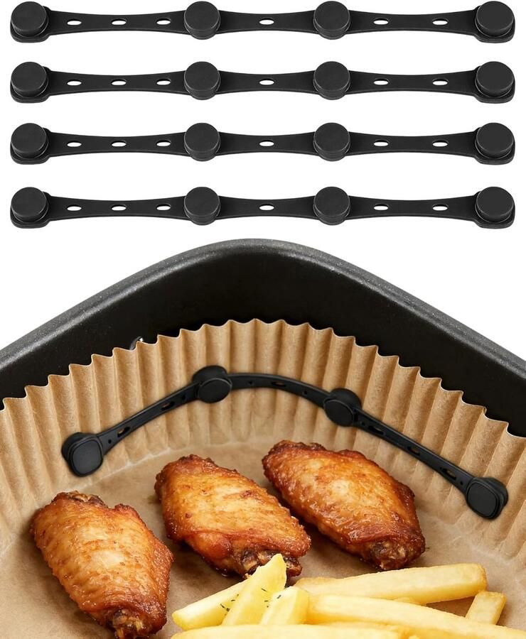 Airfryer Magneten Siliconen Clips Bakpapier Fixeren Hittebestendig & Universeel 4 Stuks Zwart